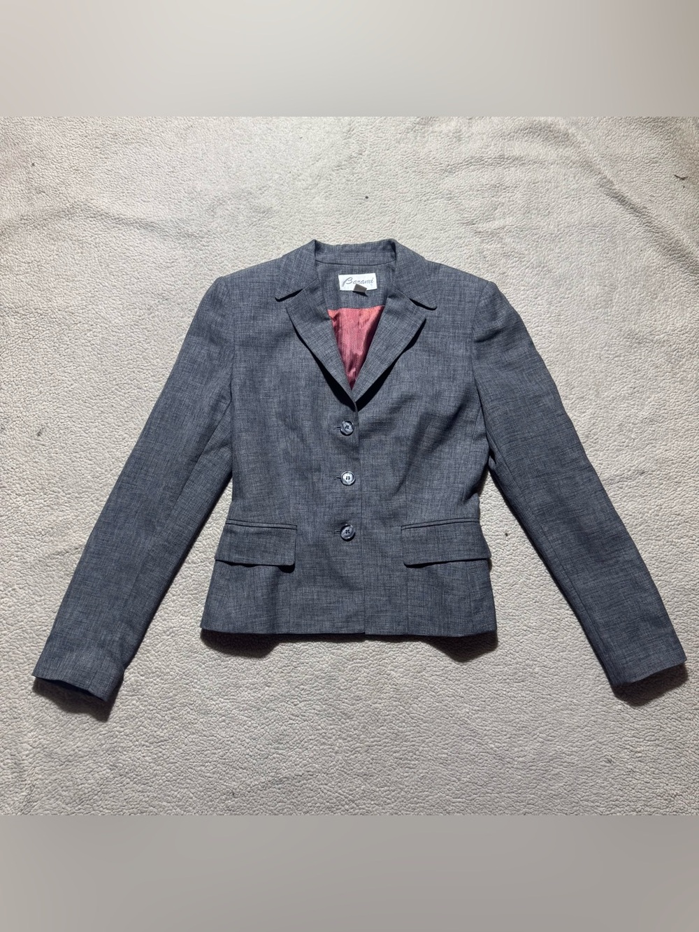 Barami Suit Set Womens 0 Skirt Blazer Vintage Gray Two Piece Work Office Lined